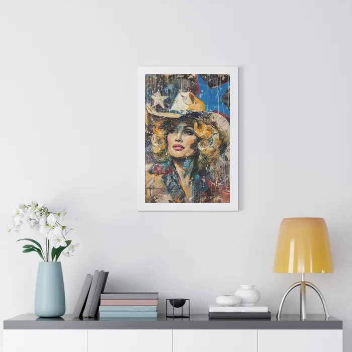 Framed Vertical Poster Country Queen Portraits by NC Earrings