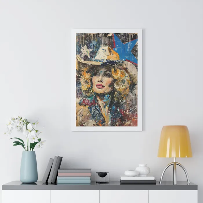 Framed Vertical Poster Country Queen Portraits by NC Earrings