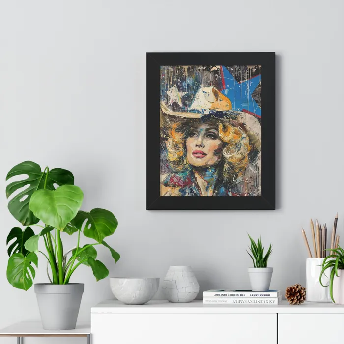 Framed Vertical Poster Country Queen Portraits by NC Earrings