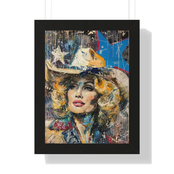 Framed Vertical Poster Country Queen Portraits by NC Earrings