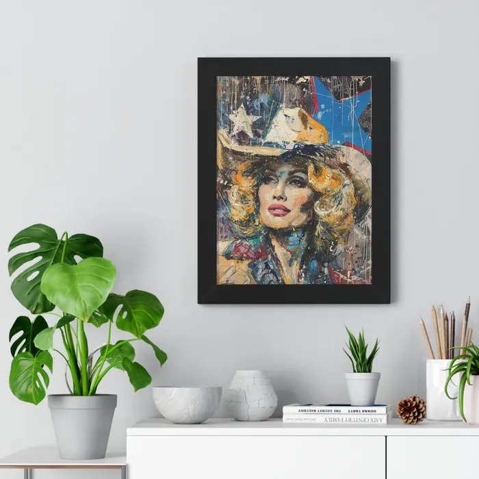 Framed Vertical Poster Country Queen Portraits by NC Earrings