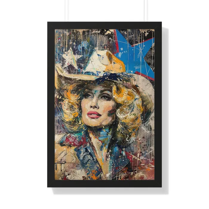 Framed Vertical Poster Country Queen Portraits by NC Earrings
