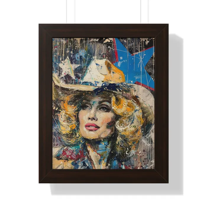 Framed Vertical Poster Country Queen Portraits by NC Earrings