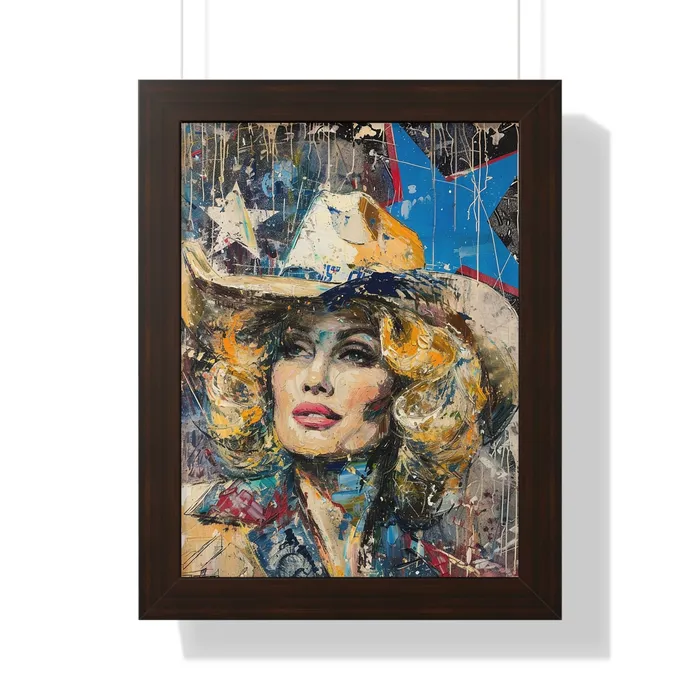 Framed Vertical Poster Country Queen Portraits by NC Earrings