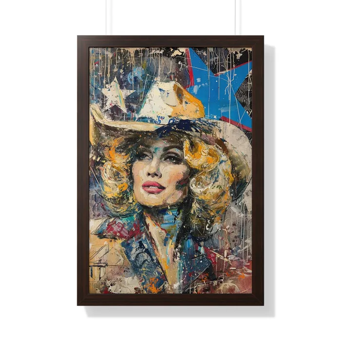 Framed Vertical Poster Country Queen Portraits by NC Earrings