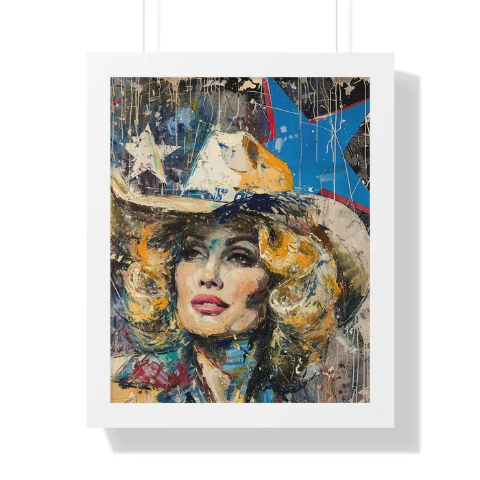 Framed Vertical Poster Country Queen Portraits by NC Earrings