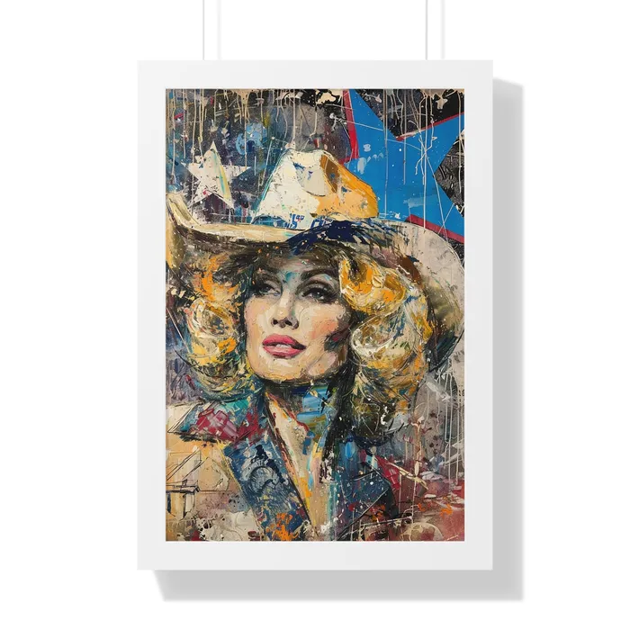 Framed Vertical Poster Country Queen Portraits by NC Earrings