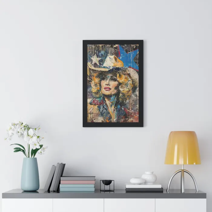 Framed Vertical Poster Country Queen Portraits by NC Earrings