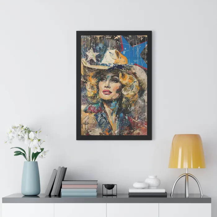 Framed Vertical Poster Country Queen Portraits by NC Earrings