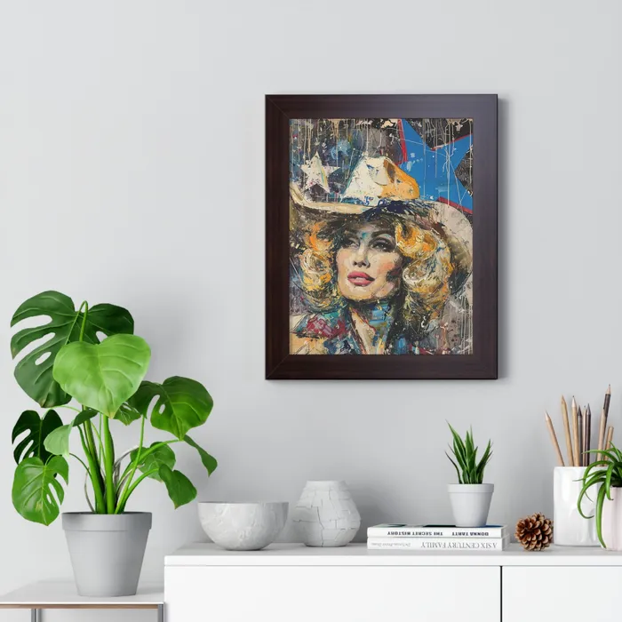 Framed Vertical Poster Country Queen Portraits by NC Earrings