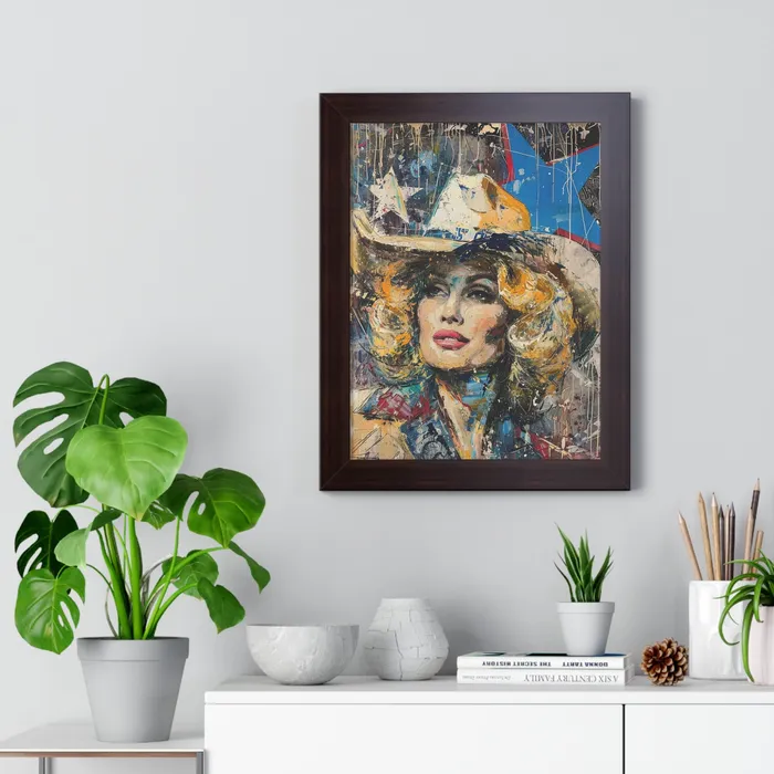 Framed Vertical Poster Country Queen Portraits by NC Earrings