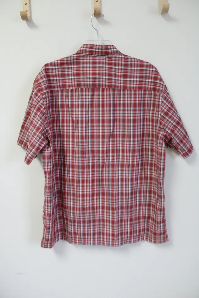 GH Bass Co GH Bass Red Plaid Button Down Shirt L Earrings