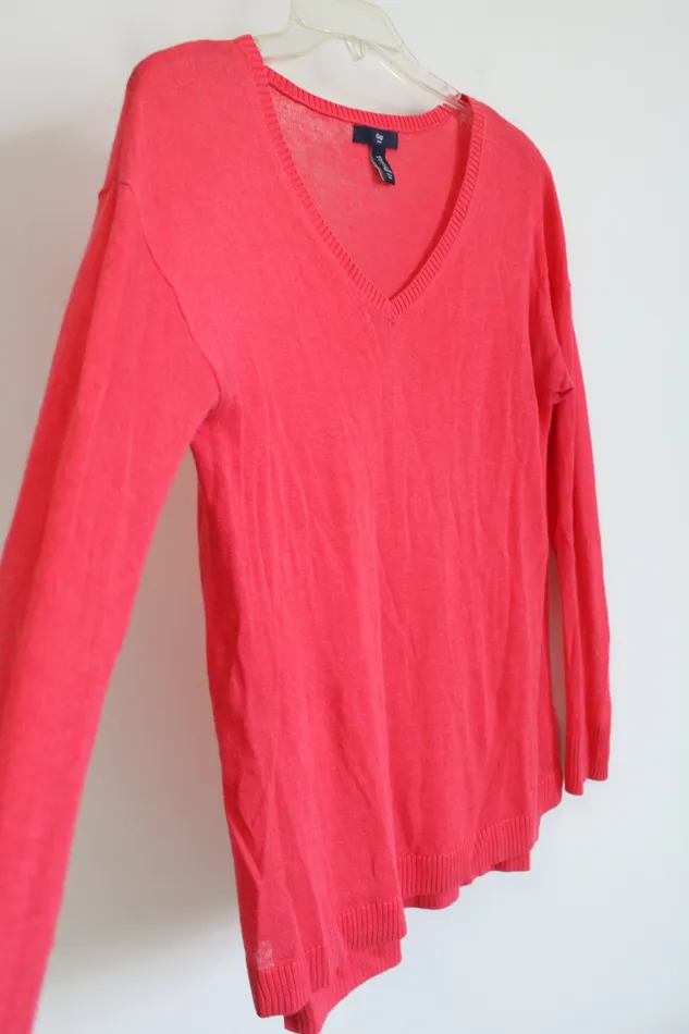 Gap Gap Pink VNeck Thin Sweater XS Earrings