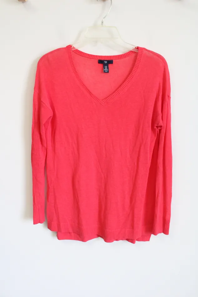 Gap Gap Pink VNeck Thin Sweater XS Earrings