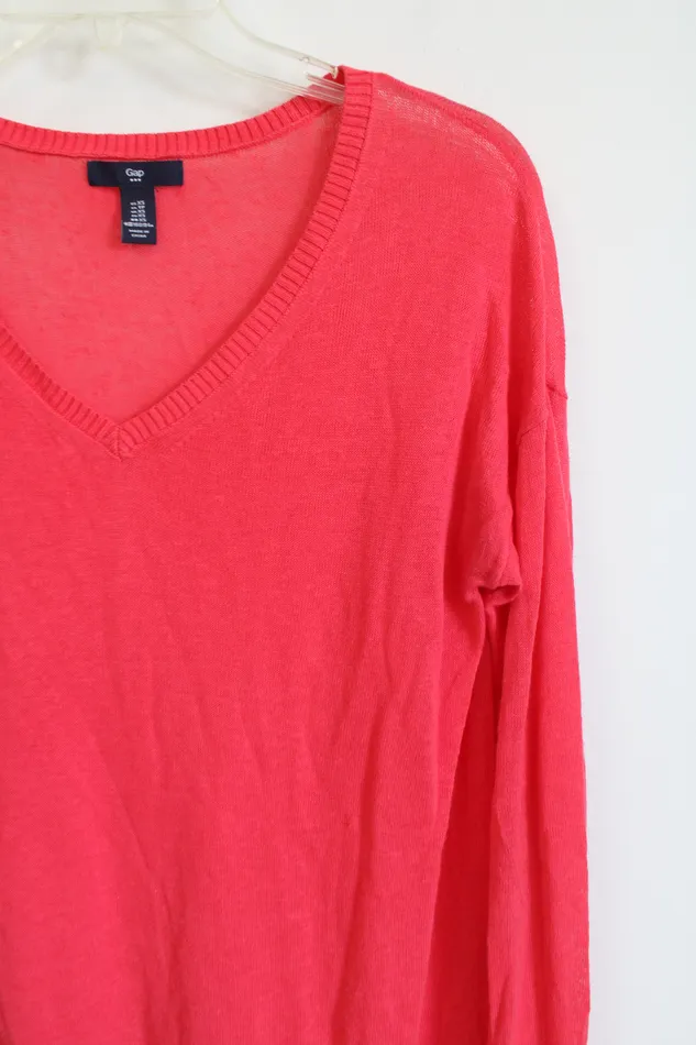 Gap Gap Pink VNeck Thin Sweater XS Earrings