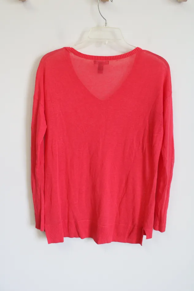 Gap Gap Pink VNeck Thin Sweater XS Earrings