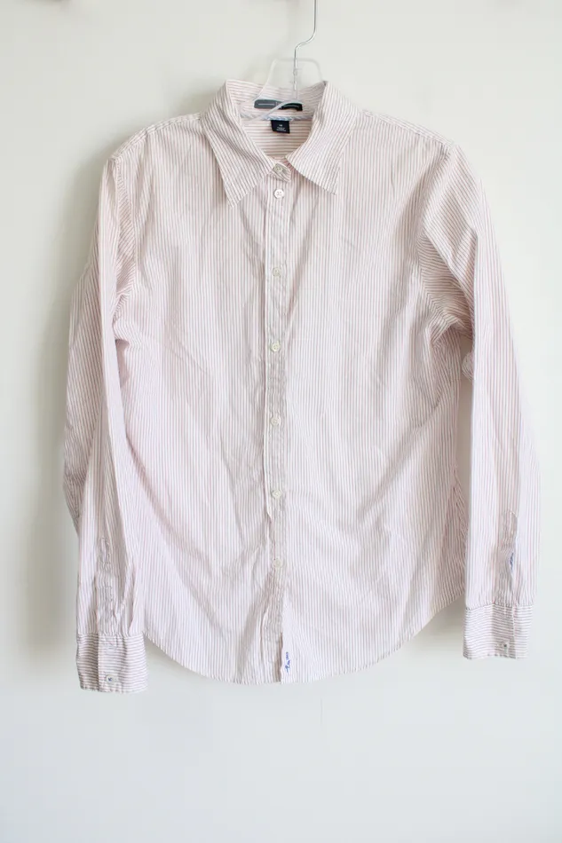 Gap Gap Red White Pinstriped Button Down Shirt 10 Rings