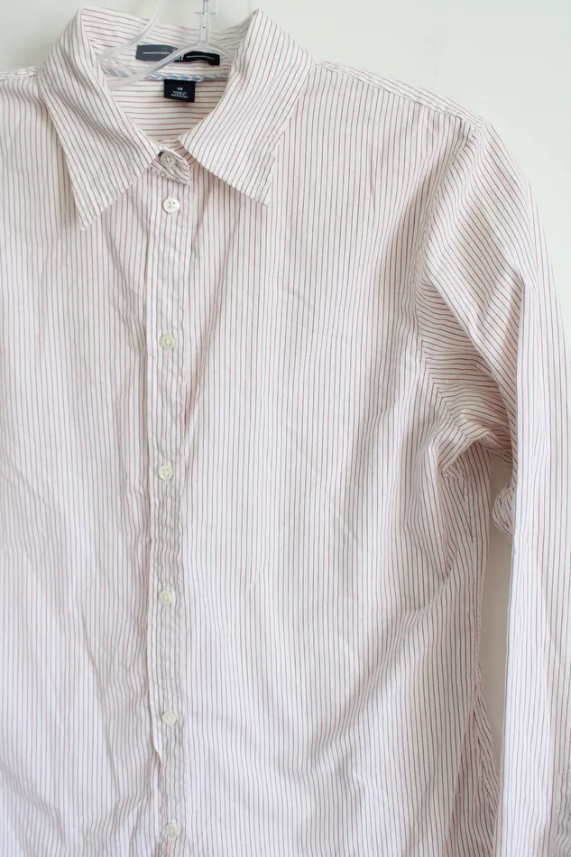 Gap Gap Red White Pinstriped Button Down Shirt 10 Rings