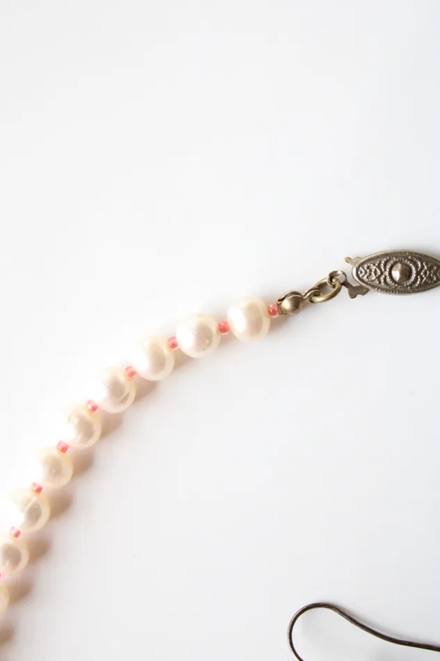 Genuine Ivory Pearl Pink Beaded Necklace Earring Set Jubilee Thrift Earrings