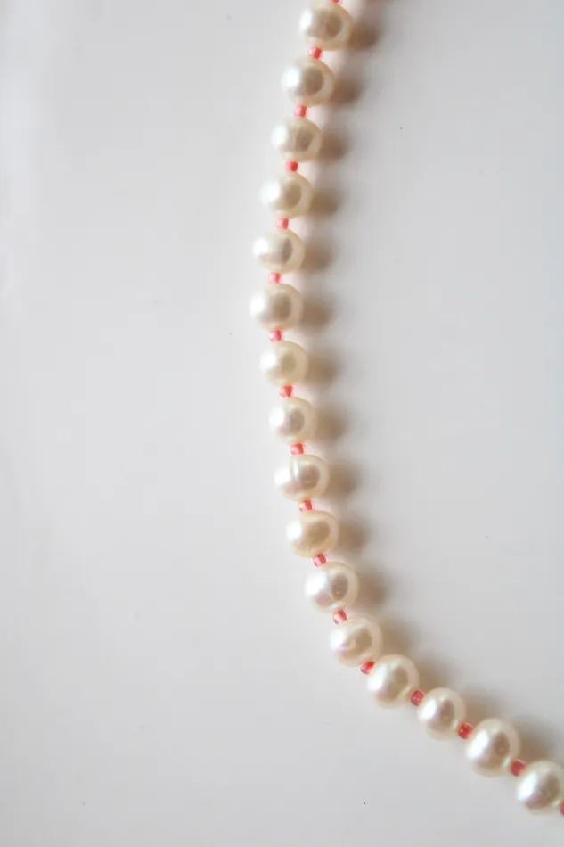 Genuine Ivory Pearl Pink Beaded Necklace Earring Set Jubilee Thrift Earrings