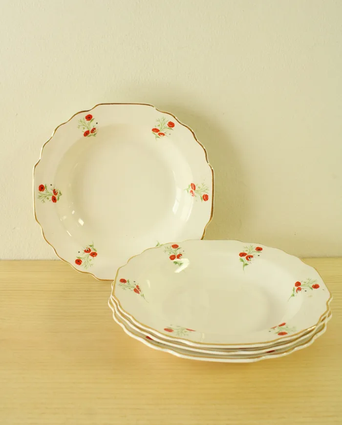 George Earrings RARE Lido WS George White 183A Made In The USA Poppy China Bowls Set Of 4