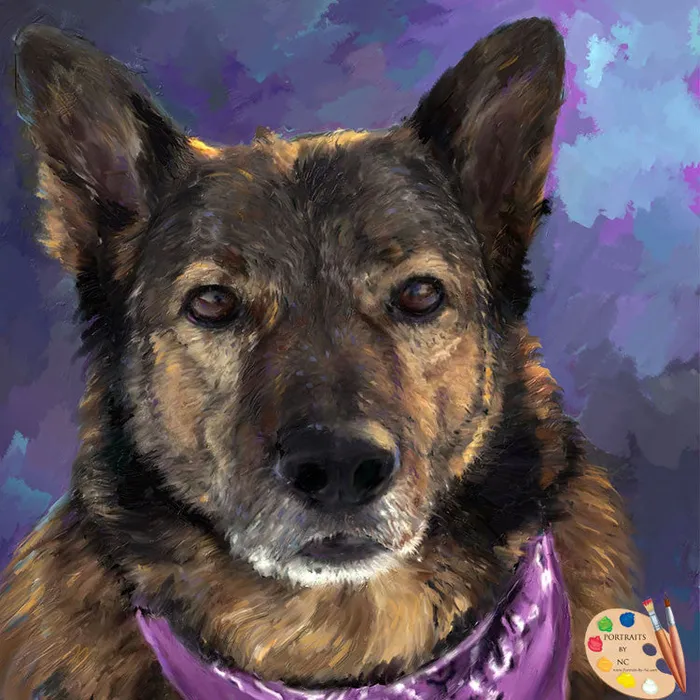 German Shepherd Digital Painting Portraits by NC Earrings