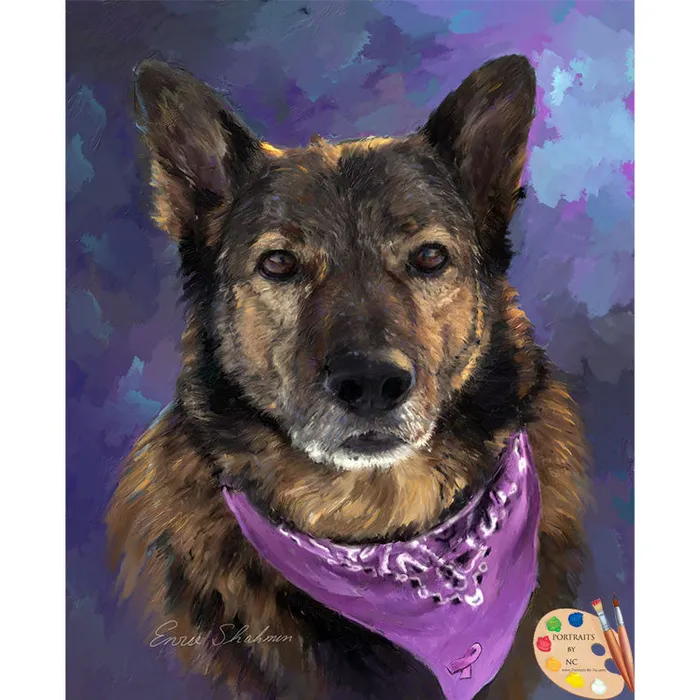 German Shepherd Digital Painting Portraits by NC Earrings