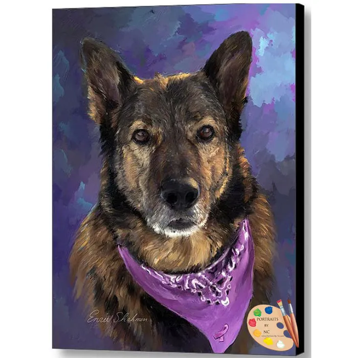 German Shepherd Digital Painting Portraits by NC Earrings