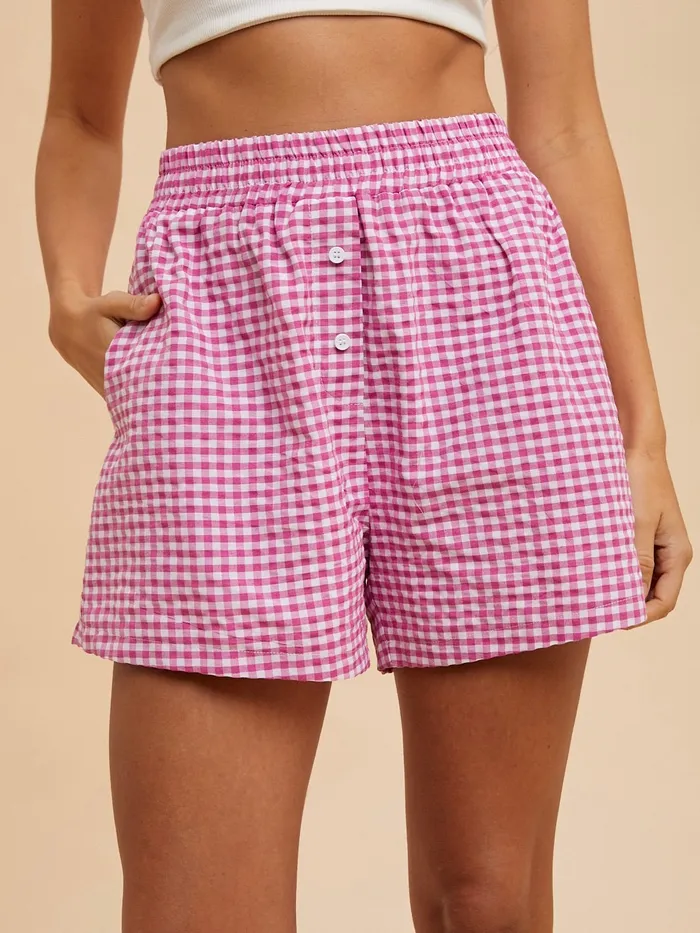 Gingham Check Woven Boxer Shorts Anniewear Earrings