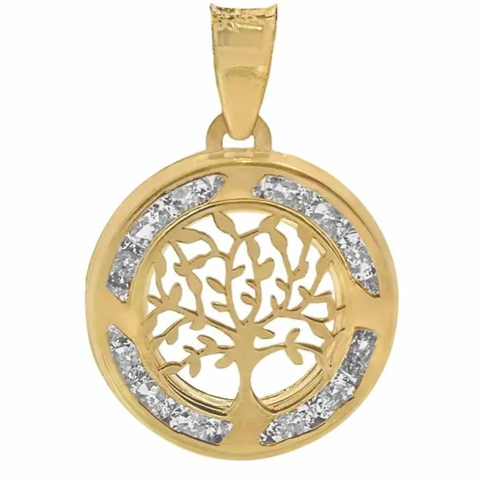 Gold Shield Necklaces Dije Oro 10K Mujer rbol de Vida