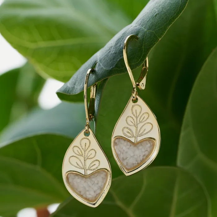 Gold White Turquoise Heart Leaf Earrings Chadds Ford Jewelry Earrings
