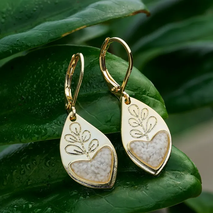 Gold White Turquoise Heart Leaf Earrings Chadds Ford Jewelry Earrings