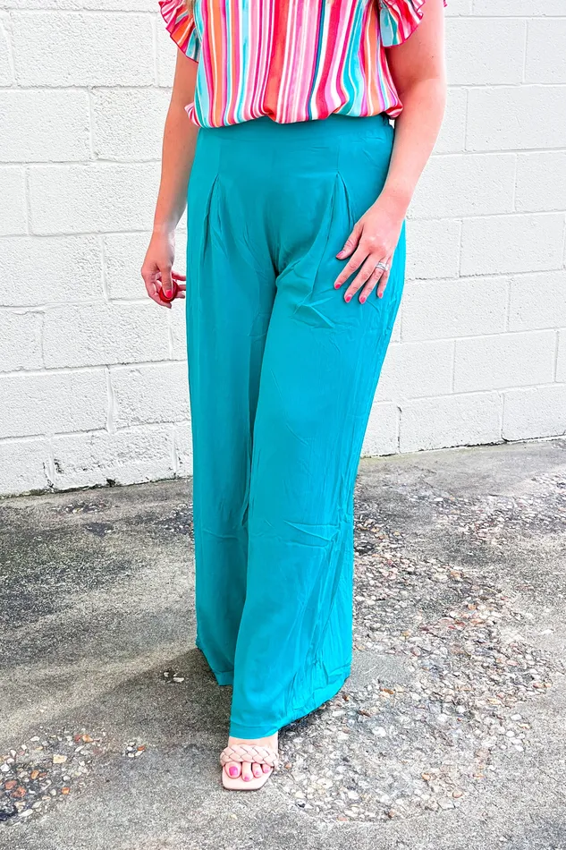 Got Me Wondering Pants Jade Green GeeGee Rings
