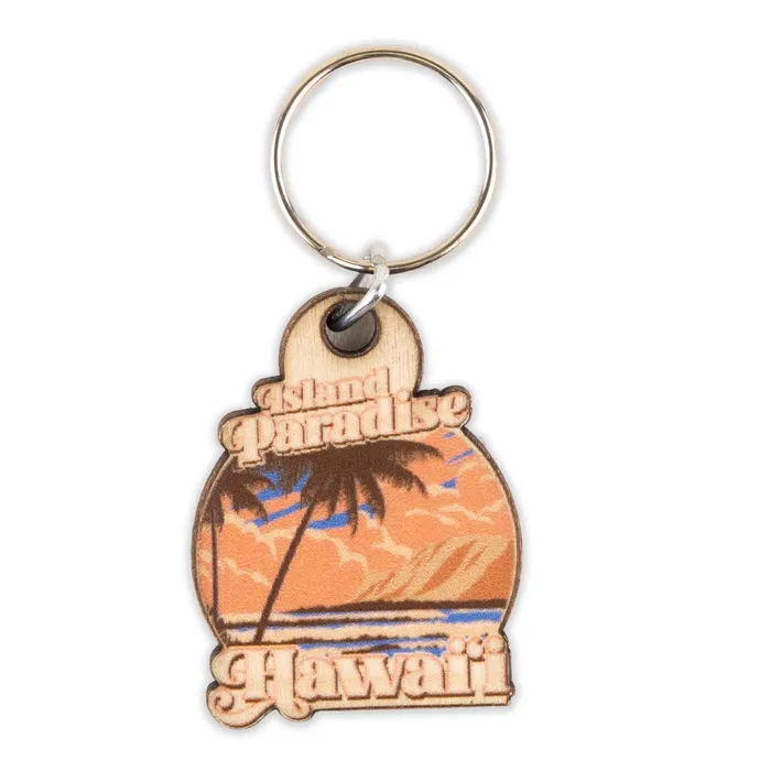GREATMOUNTAINWE Earrings Hawaii Island Paradise Wooden KeyringFob