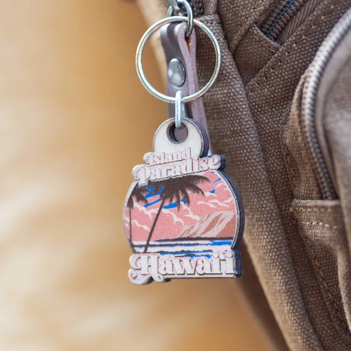 GREATMOUNTAINWE Earrings Hawaii Island Paradise Wooden KeyringFob
