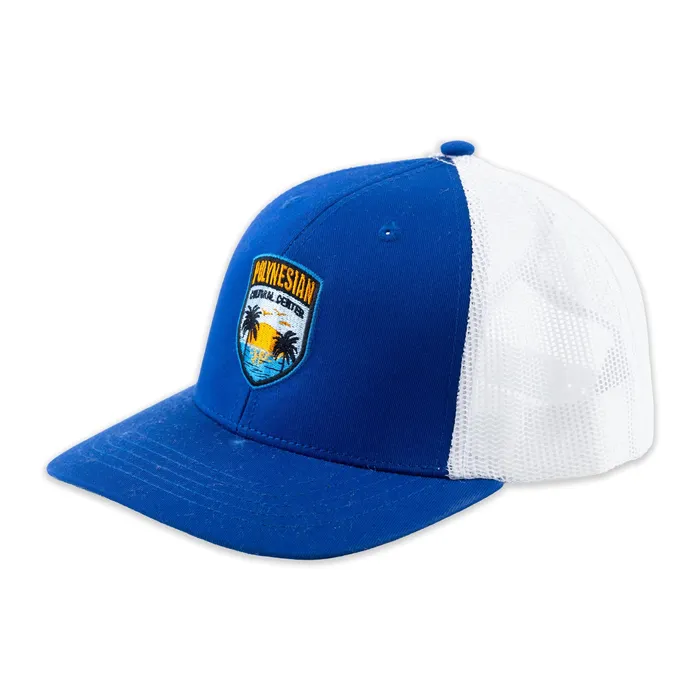 GREATMOUNTAINWE Rings Polynesian Cultural Center Palm Sunset Ball Cap Royal Blue White
