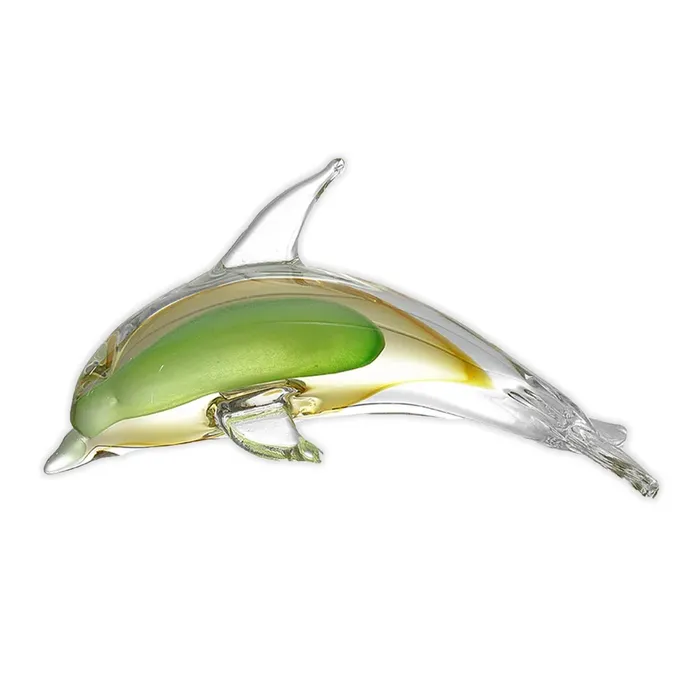 Green and Yellow Glass Dolphin Figurine SANPACIFICINTL Necklaces