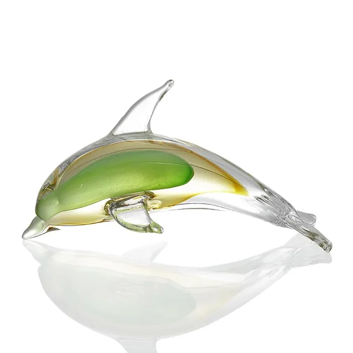 Green and Yellow Glass Dolphin Figurine SANPACIFICINTL Necklaces