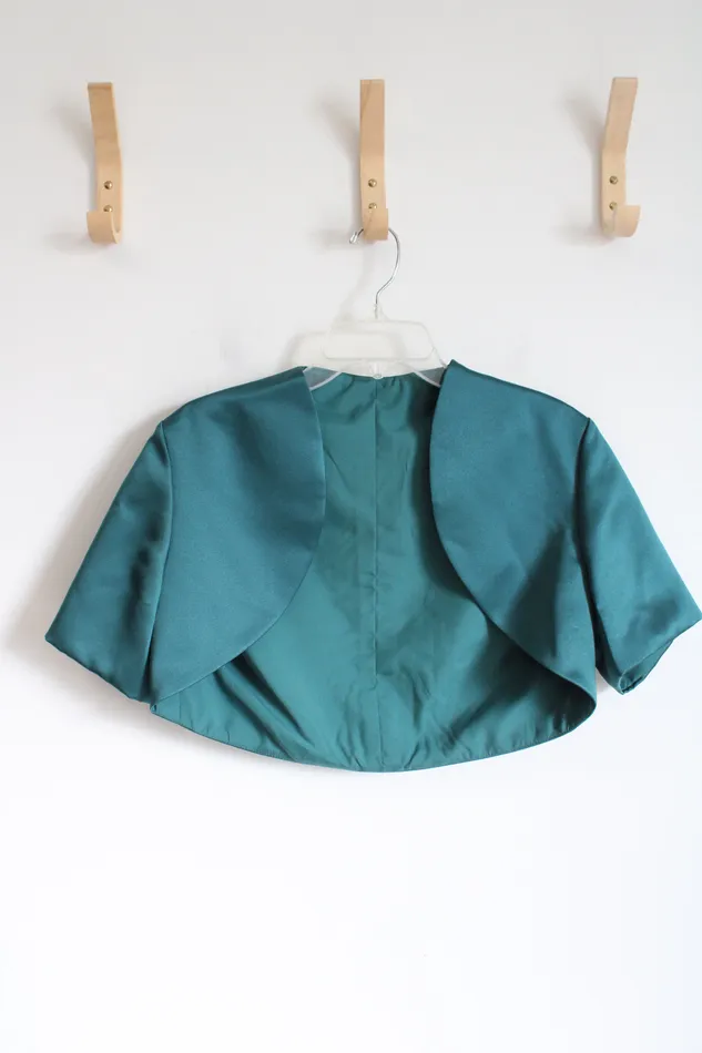 Green Satin Short Sleeved Shrug 10 Jubilee Thrift Earrings