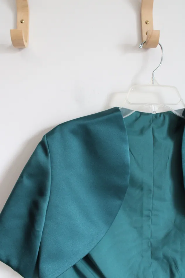 Green Satin Short Sleeved Shrug 10 Jubilee Thrift Earrings