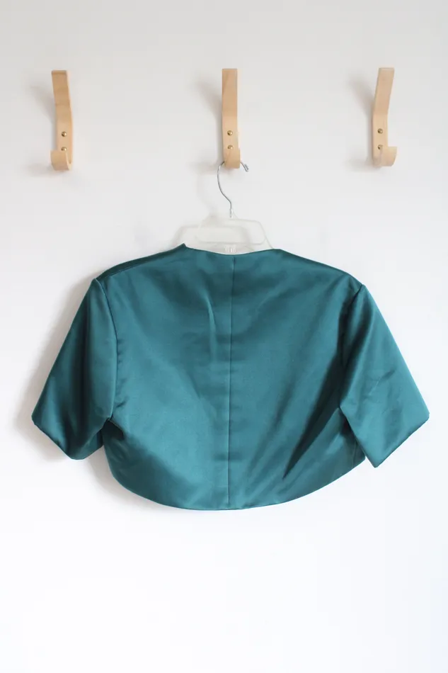 Green Satin Short Sleeved Shrug 10 Jubilee Thrift Earrings
