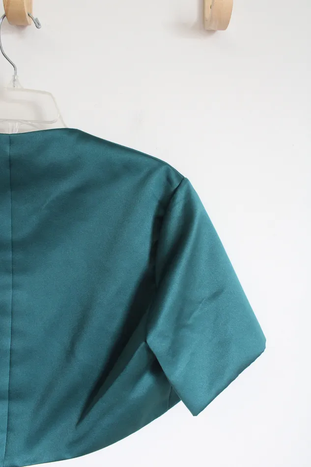 Green Satin Short Sleeved Shrug 10 Jubilee Thrift Earrings