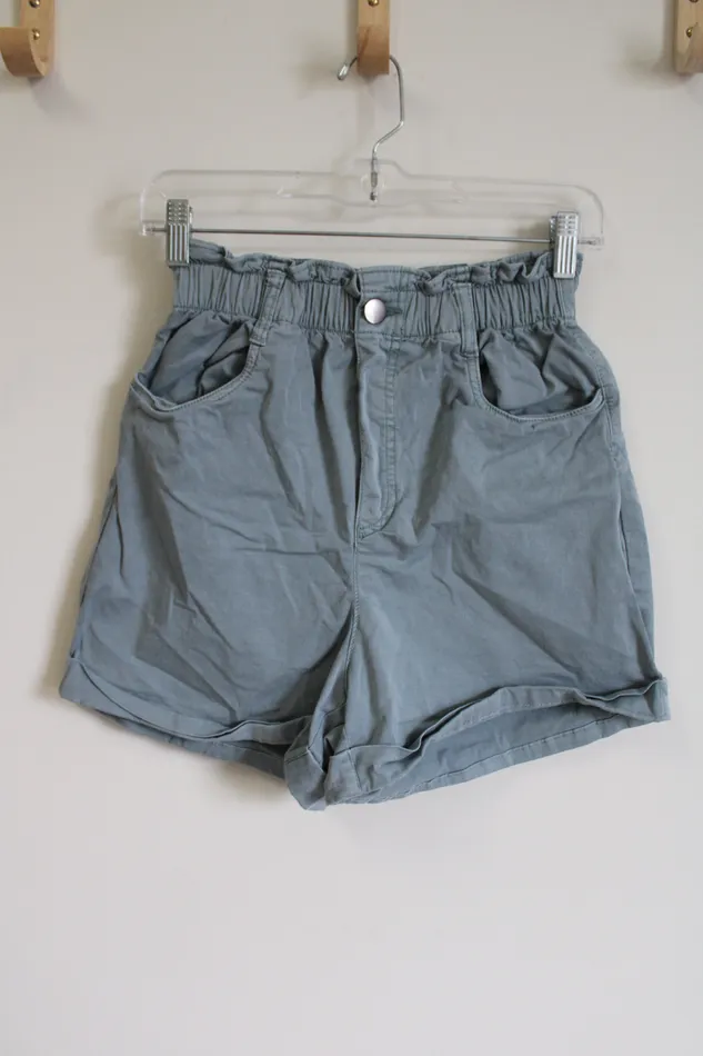 HM Necklaces HM Light Dusty Blue High Waist Paperbag Shorts XS