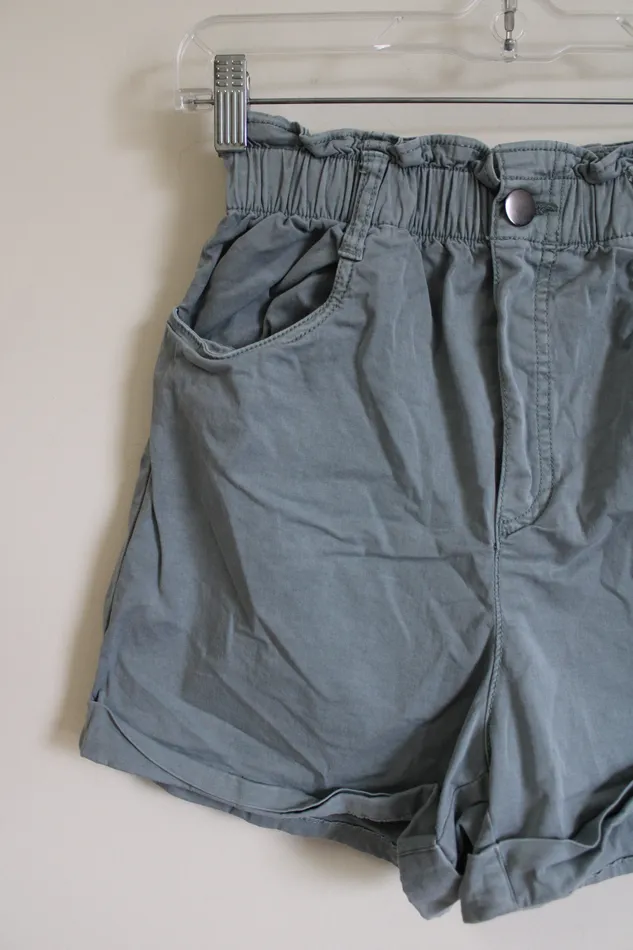 HM Necklaces HM Light Dusty Blue High Waist Paperbag Shorts XS