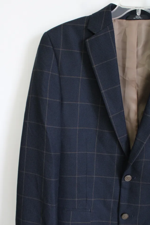 Haggar Rings Haggar Classic Fit Blue Brown Plaid Blazer 40 Long