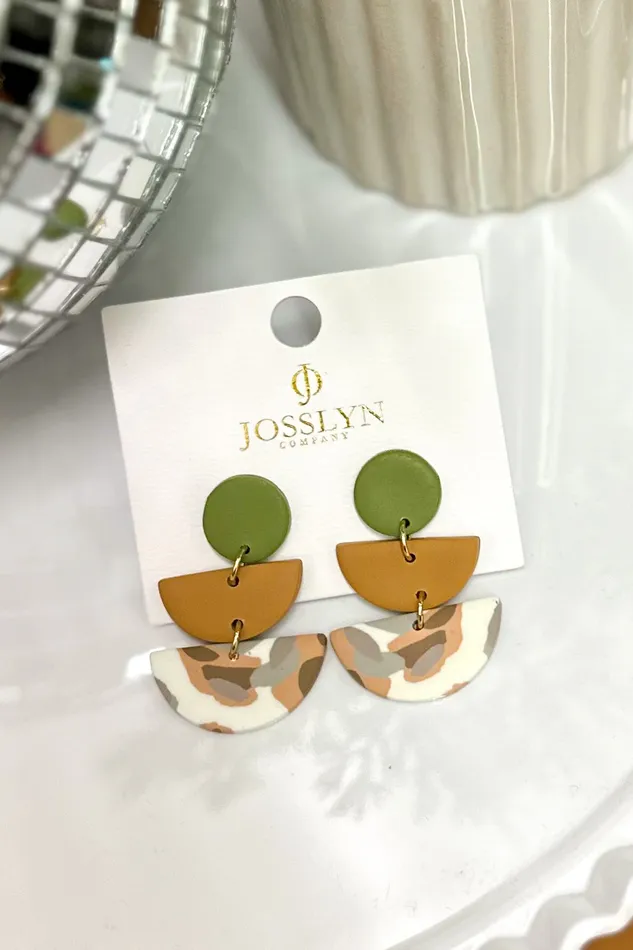 Handmade Clay Statement Earrings Olive JOSSLYN by Wall to Wall Earrings