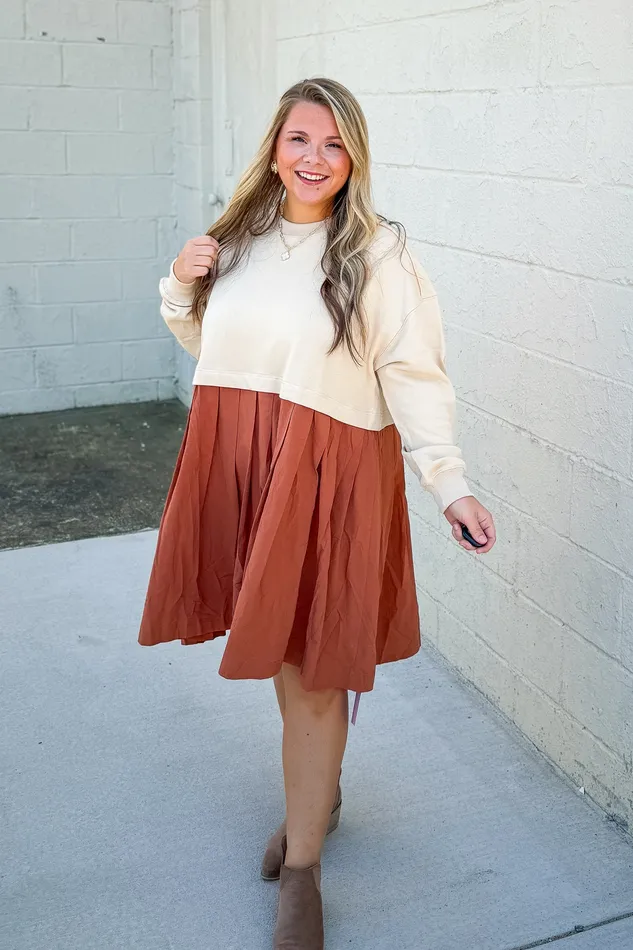 Haptics Earrings Best Foot Forward Pullover Dress CreamRust