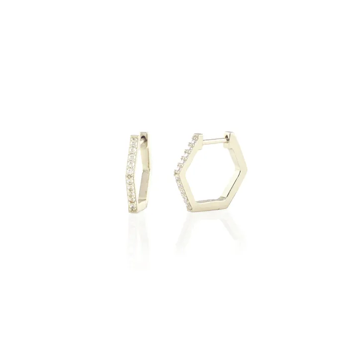 Hexagon Huggie Crystal Hoop Earrings Kris Nations Earrings