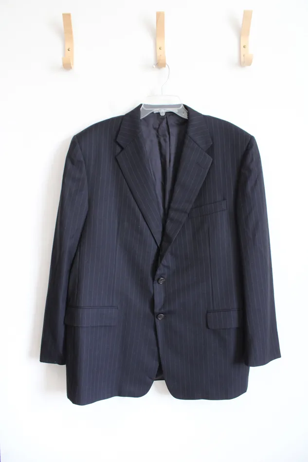 Hickey Freeman Earrings Hickey Freeman Navy Striped Wool Blazer 46 Regular