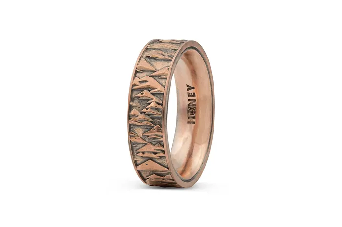 Honey Jewelry Co Mens Trigon Triangle Pattern Wedding Band 65mm Rings